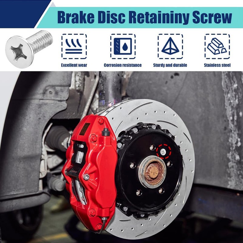 Lyxheth 8PCS Stainless Steel Brake Disc Rotor Screws, Brake Disc Bolts, Brake Rotor Retaining Screw for Front and Rear, 93600-06014-0H Disc Brake Fixing Screw Compatible with Honda Hyundai Mazda - Image 3